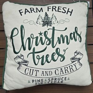 Holiday Time Green and Cream Christmas Trees Pillow